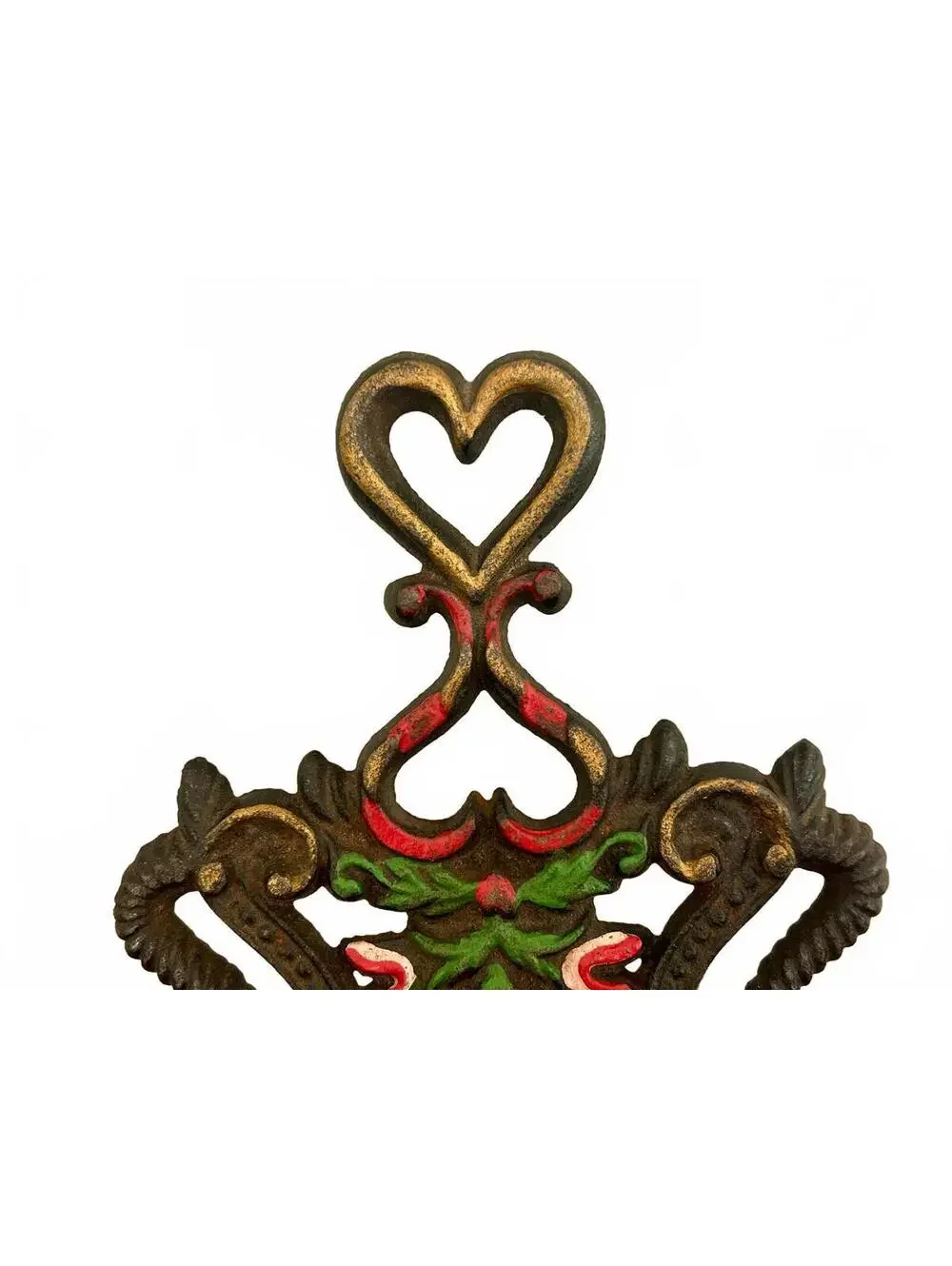 Vintage Wilton Hand Painted Starburst Heart Cast Iron Footed Trivet